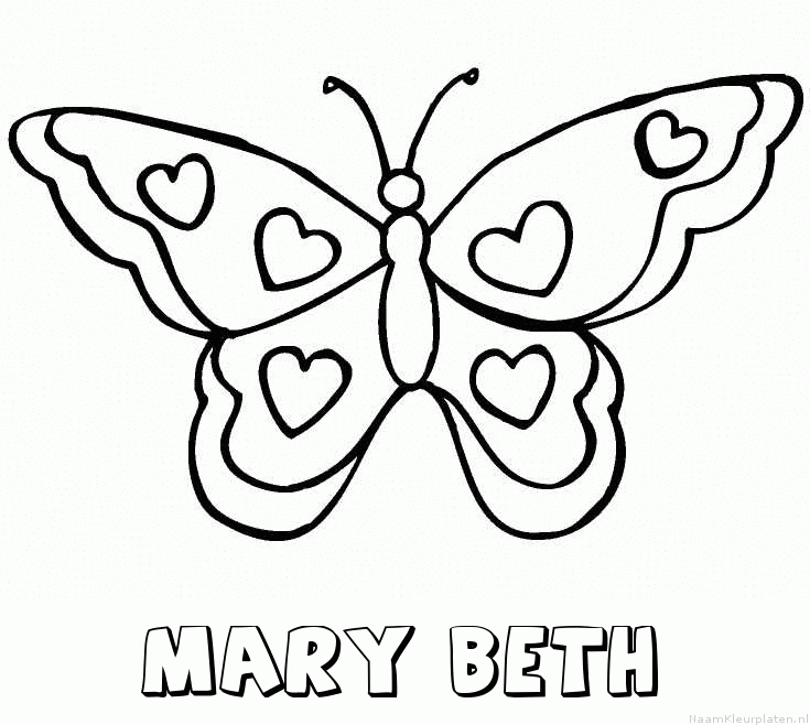 Mary beth vlinder hartjes kleurplaat